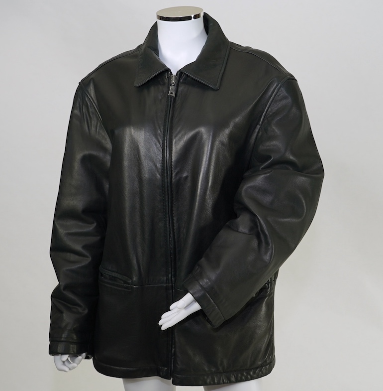 A gentleman's Hugo Boss black leather jacket